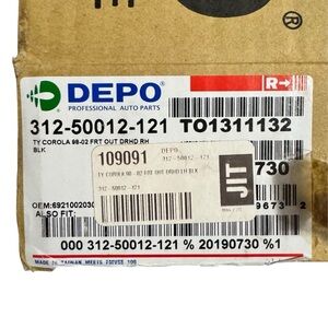 DEPO Toyota Corolla 98–02 Front Right Exterior Door Handle (312-50012-121)